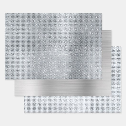 Feuille De Papier Cadeau Dreamy Glitzy Silver Sparkle (Lot)