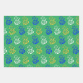 Feuille De Papier Cadeau Dreidels + Stars (Devant 3)