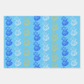 Feuille De Papier Cadeau Dreidels + Stars (Devant)