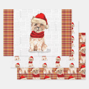 Feuille De Papier Cadeau Drôle Cairn Chien de Noël et Jour de Noël