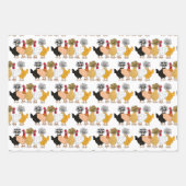 Feuille De Papier Cadeau Drôle Cartoon Poulets Anniversaire (Devant)