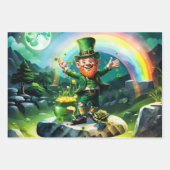 Feuille De Papier Cadeau Drôle heureux leprechaun (Devant)