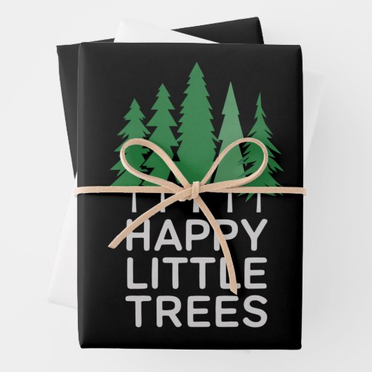 Feuille De Papier Cadeau Drôle Joyeux Petits Arbres Cadeaux Camping (En situation)
