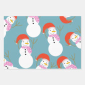 Feuille De Papier Cadeau Drôle Snowman de Noël (Devant 3)