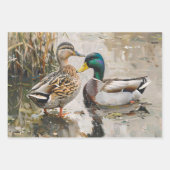 Feuille De Papier Cadeau Duck et Mallard Faune Peinture Découpage (Devant)