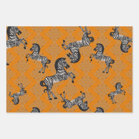 Feuille De Papier Cadeau Dueling Zebra (Devant)