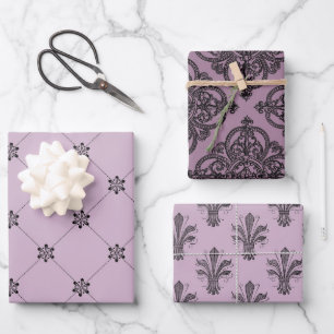 Feuille De Papier Cadeau Dusky Purple et Black Paris