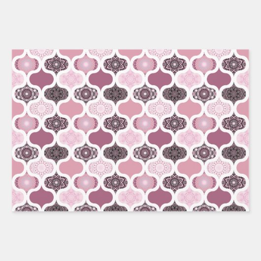 Feuille De Papier Cadeau Dusky Rose Dot Mandalas Ogee Patchwork (Devant)