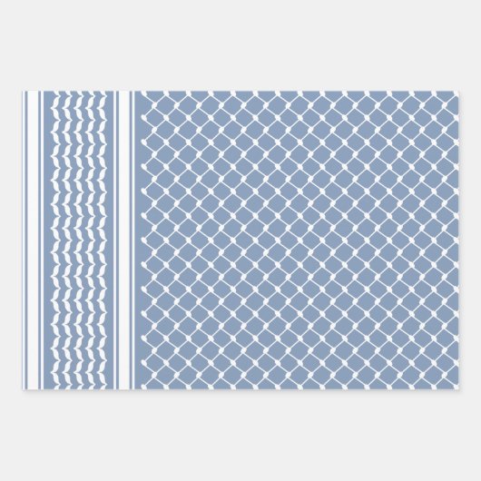 Feuille De Papier Cadeau Dusty Blue Palestinian Keffiyeh Design Motif (Devant 2)