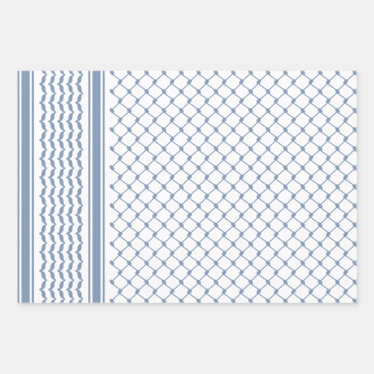 Feuille De Papier Cadeau Dusty Blue Palestinian Keffiyeh Design Motif (Devant)