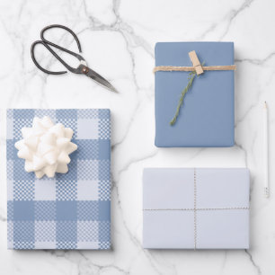 Feuille De Papier Cadeau Dusty Blue Plaid Design Motif d'automne
