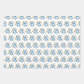 Feuille De Papier Cadeau Dusty Blue Silver Elegant Flowers (Devant)