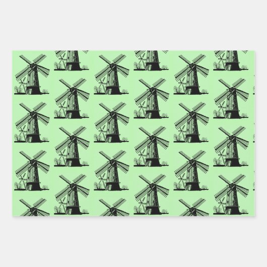Feuille De Papier Cadeau Dutch Windmills Design (Devant)