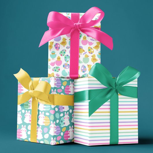 Feuille De Papier Cadeau Easter Bunnies & Baby Chicks Cute Patterns