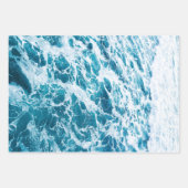 Feuille De Papier Cadeau Eau de mer Vagues bleu et blanc de l'océan (Devant 3)
