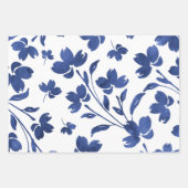 Feuille De Papier Cadeau Eau d'Indigo - tiges de fleurs (Devant 2)