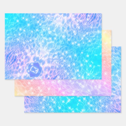 Feuille De Papier Cadeau Eau ondule textures eau moderne chic élégant (Lot)