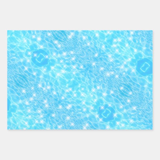 Feuille De Papier Cadeau Eau ondulée texture d'eau bleue cool moderne chic (Devant 3)