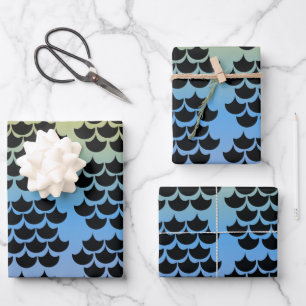 Feuille De Papier Cadeau Écaille de Sirène Ombrée Couleurs Noir Arc-en-Ciel