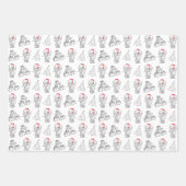 Feuille De Papier Cadeau Échange Cadeau Eléphant Blanc Main dessinée Noël (Devant 3)