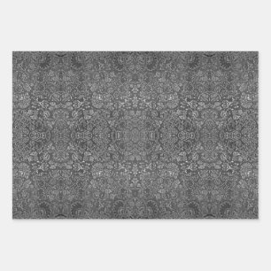 Feuille De Papier Cadeau Échantillons Abstraits blanc étincelant et noir