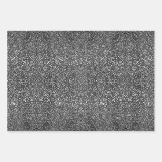 Feuille De Papier Cadeau Échantillons Abstraits blanc étincelant et noir (Devant)