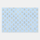 Feuille De Papier Cadeau Echelle de sirène bleu clair et or océan transpare (Devant)