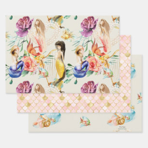 Feuille De Papier Cadeau Échelles Mermaid & Sirène Dreamy personnalisées