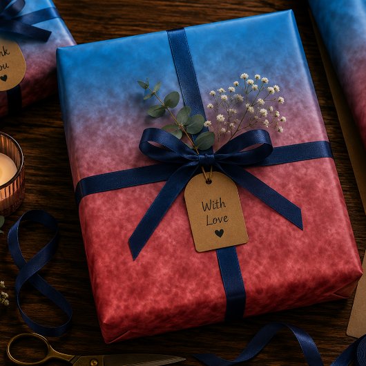 Feuille De Papier Cadeau Échos dans le Bleu Feu