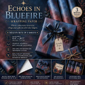 Feuille De Papier Cadeau Échos dans le Bleu Feu