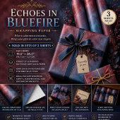 Feuille De Papier Cadeau Échos dans le feu bleu