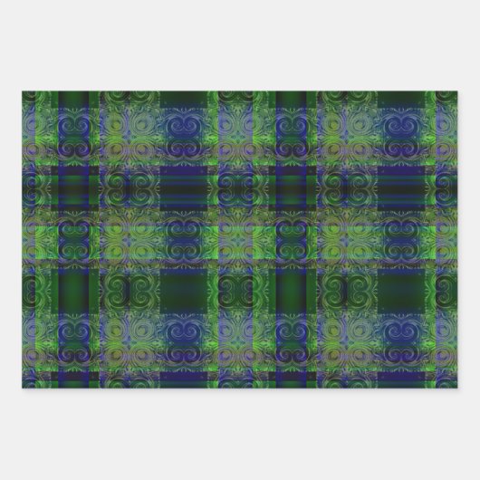 Feuille De Papier Cadeau Éclairage bleu/vert (Devant)