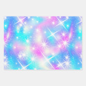 Feuille De Papier Cadeau Éclat rose et bleu Iridescente (Devant)