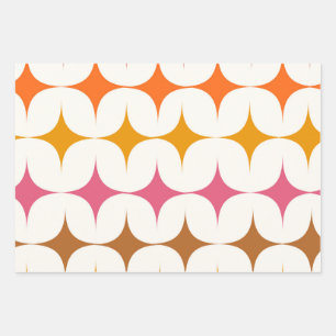 Feuille De Papier Cadeau Éclats de soleil colorés du milieu du siècle sur f