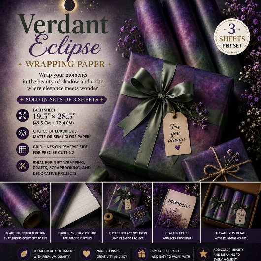 Feuille De Papier Cadeau Éclipse Verdoyante