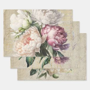 Feuille De Papier Cadeau Écriture française art rose dentelle antique