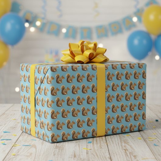 Feuille De Papier Cadeau Écureuil