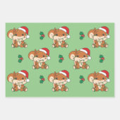 Feuille De Papier Cadeau Écureuil de Noël Animaux d'hiver Écureuil de vacan (Devant 3)