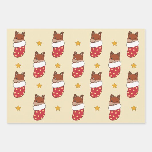 Feuille De Papier Cadeau Écureuil de Noël Animaux d'hiver Écureuil de vacan (Devant)