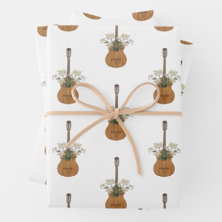 Feuille De Papier Cadeau Edelweiss Duet avec Guitare Sweet Alpine