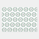 Feuille De Papier Cadeau Eeucalyptus vert d'anniversaire écriture du nom de (Devant)