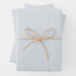 Feuille De Papier Cadeau Effet seersucker classique à rayures bleues