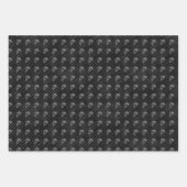 Feuille De Papier Cadeau Éffrayant Amusement Halloween Noir Crânes Blanches (Devant 2)