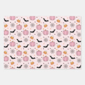 Feuille De Papier Cadeau Éffrayant Halloween rose et noir Motif (Devant 2)