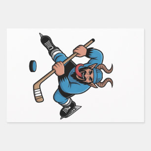 Feuille De Papier Cadeau Éffrayant Krampus Jouer Hockey sur glace Sport