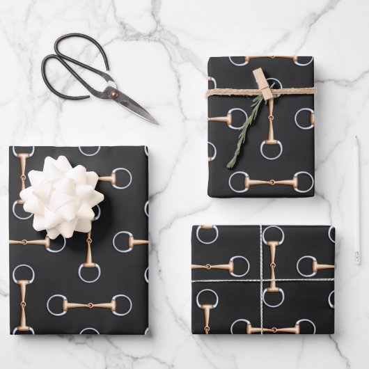 Feuille De Papier Cadeau Eggbutt Snaffle Bits équestre (Recto)