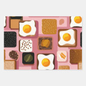 Feuille De Papier Cadeau Eggs on Toast Pattern Tie – Fun Breakfast Food Ill (Devant 3)