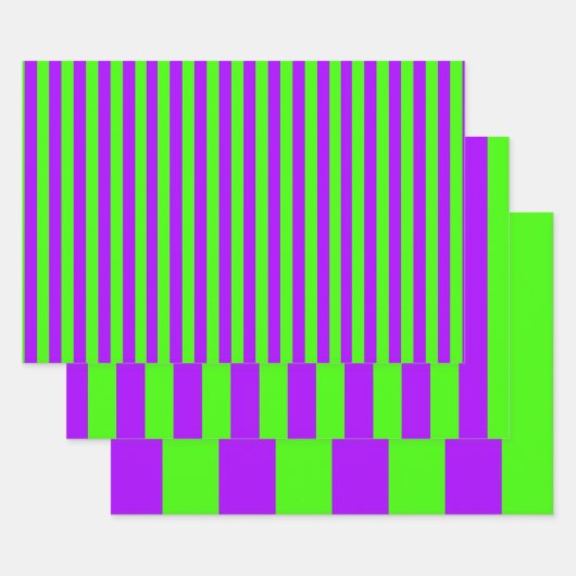 Feuille De Papier Cadeau Électrique Psychédélique violet et arlequin vert (Lot)