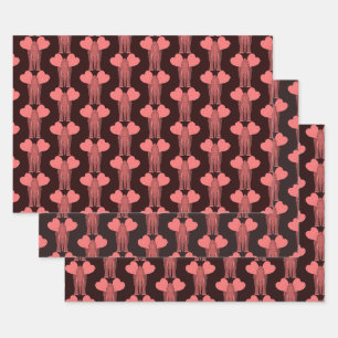 Feuille De Papier Cadeau Eléfant rose Doux Avec Grand Coeur