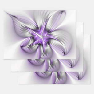 Feuille De Papier Cadeau Élégance florale Art fractal violet abstrait moder